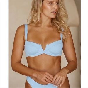 NWT Monday Swimwear Bikini in Cerulean Blue Jacquard